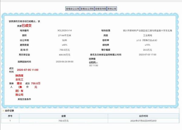 陕煤建设集团成功竞得新区基地项目建设用地