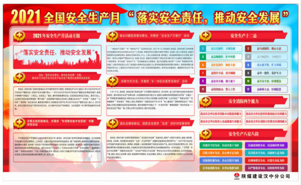 陕煤建设汉中分公司 宣传与检查并举 为2021年安全生产月造势预热