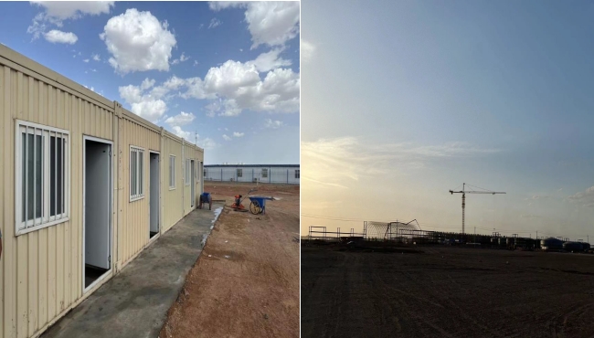 万顷黄沙映壮志,楼阁巍巍矗风沙