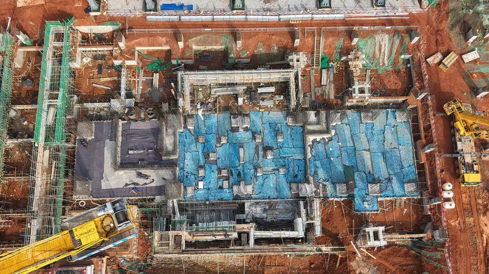 陕煤建设天工公司:陕煤汨罗电厂2×100万千瓦燃煤发电工程2号汽机房汽机基座底板混凝土浇筑圆满完成